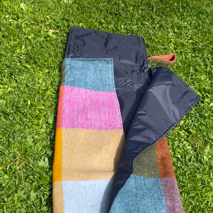 Woodside Travel Picnic Blanket with Carry Strap - Ochre and Natural