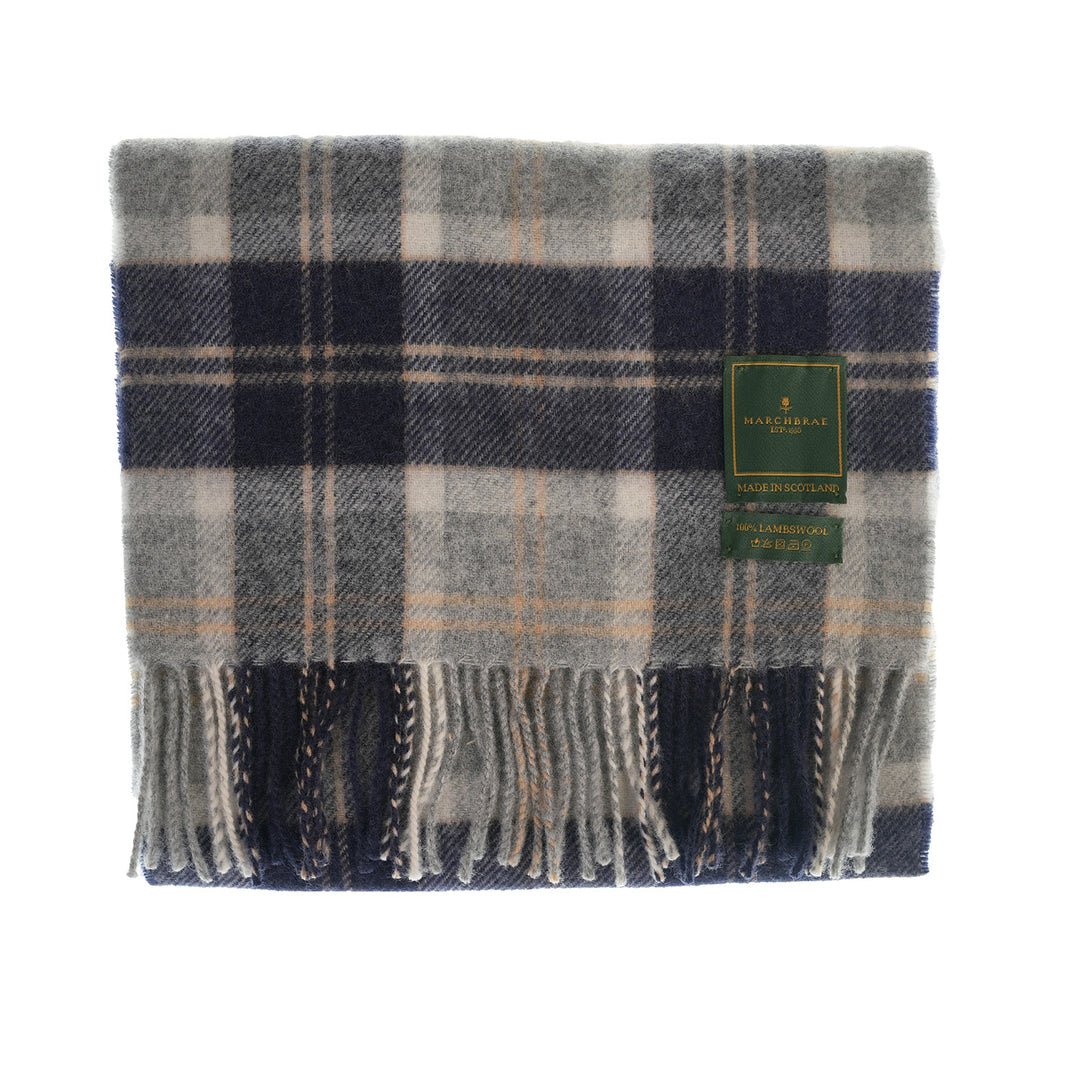 100% Lambswool Scarf – Traditional Tartan &amp; Check Designs - Made in Scotland - Bannockbane Silver