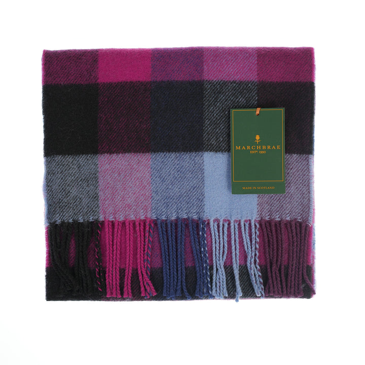 100% Lambswool Scarf – Traditional Tartan &amp; Check Designs - Made in Scotland - 5 Square Purples