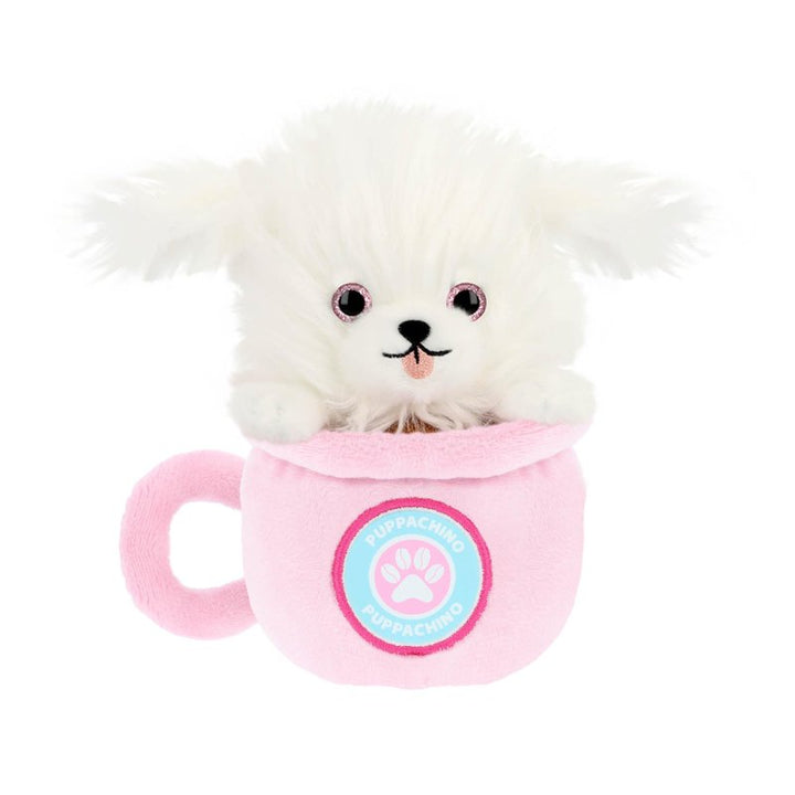 Keel Toys Café Cute Puppachino Soft Toys – Puppy Plush - Maltese Pink