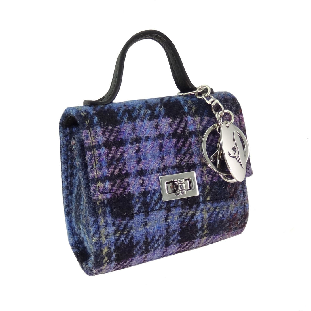 Harris Tweed Nochty Really Wee Bag - Mini Tartan Handbag - Blue &amp; Purple Stewart Tartan (COL143)