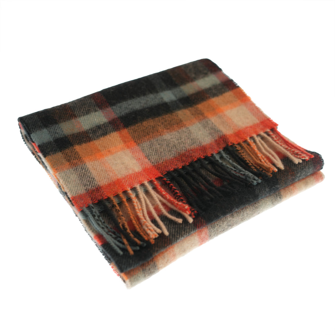 100% Lambswool Scarf – Traditional Tartan &amp; Check Designs - Made in Scotland - Abstract Spice