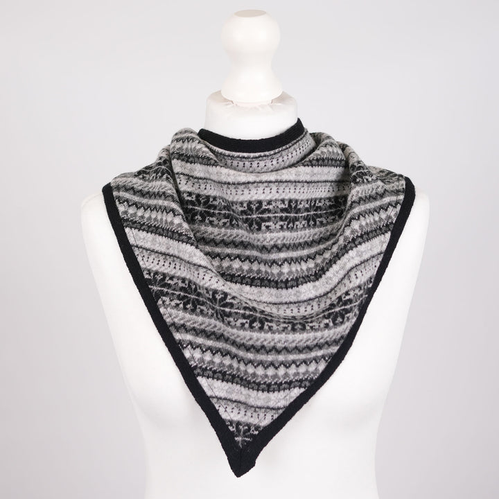 Women’s Lambswool Fair Isle Neck Scarf – Made in Scotland - BLACK