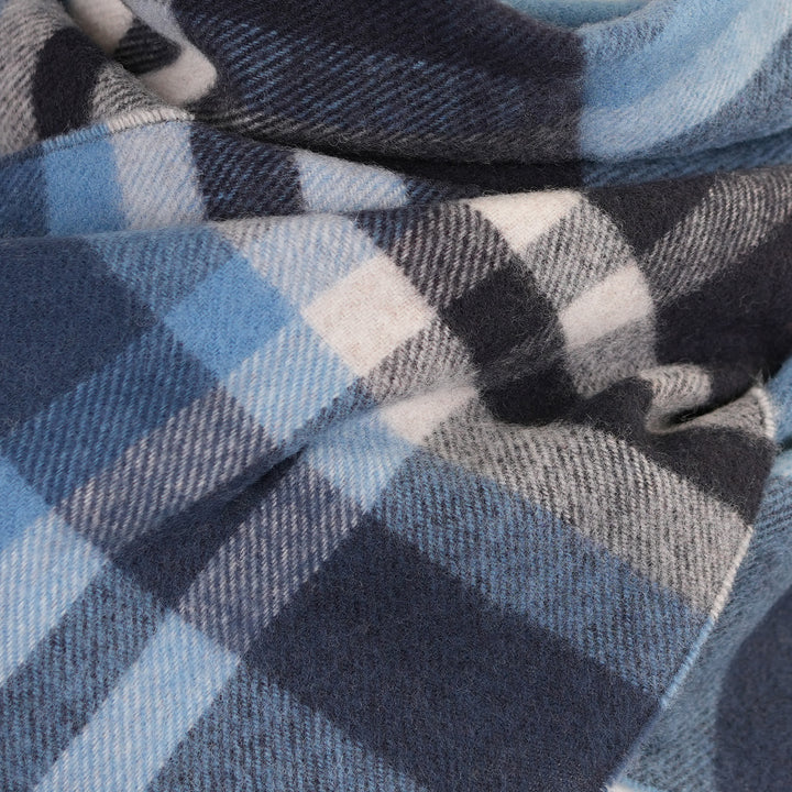 100% Lambswool Scarf – Traditional Tartan &amp; Check Designs - Made in Scotland - Fashion Blue