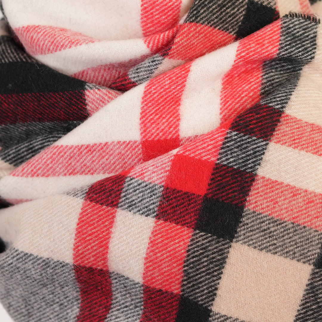 100% Lambswool Scarf – Traditional Tartan &amp; Check Designs - Made in Scotland - Fashion Check Camel