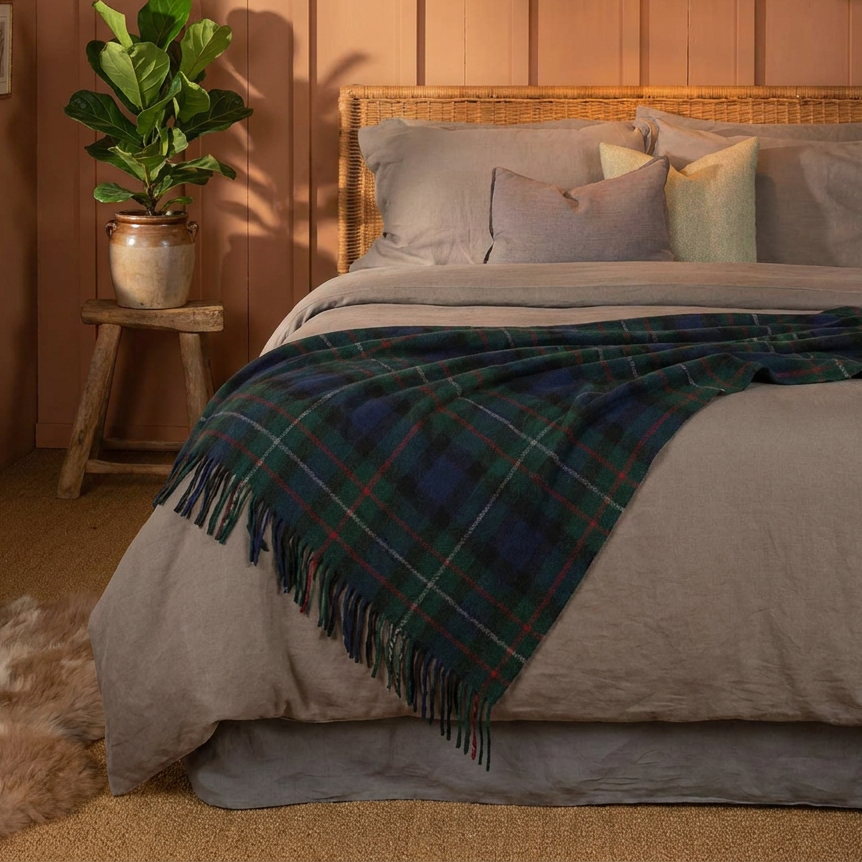 Scottish Tartan Wool-Blend Blanket Throw – Highland Comfort - FERGUSSON