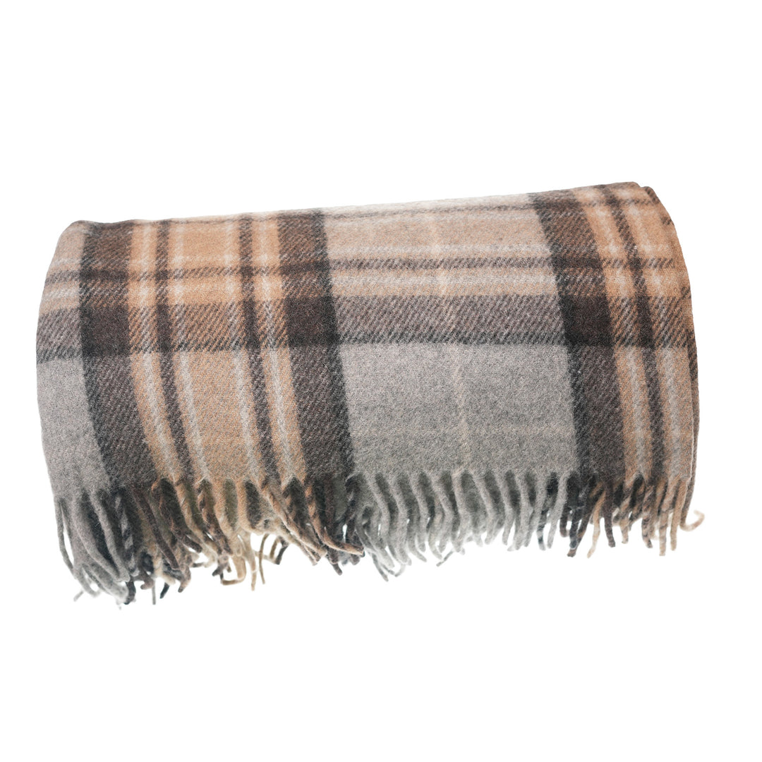 Highland Wool Blend Tartan Blanket Throw – Extra Warm Scottish Wool Blend – MACKELLAR NATURAL