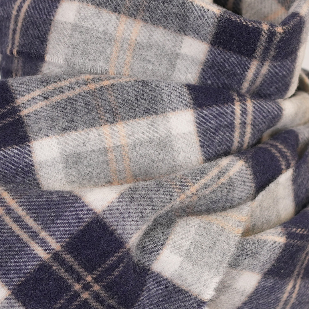 100% Lambswool Scarf – Traditional Tartan &amp; Check Designs - Made in Scotland - Bannockbane Silver