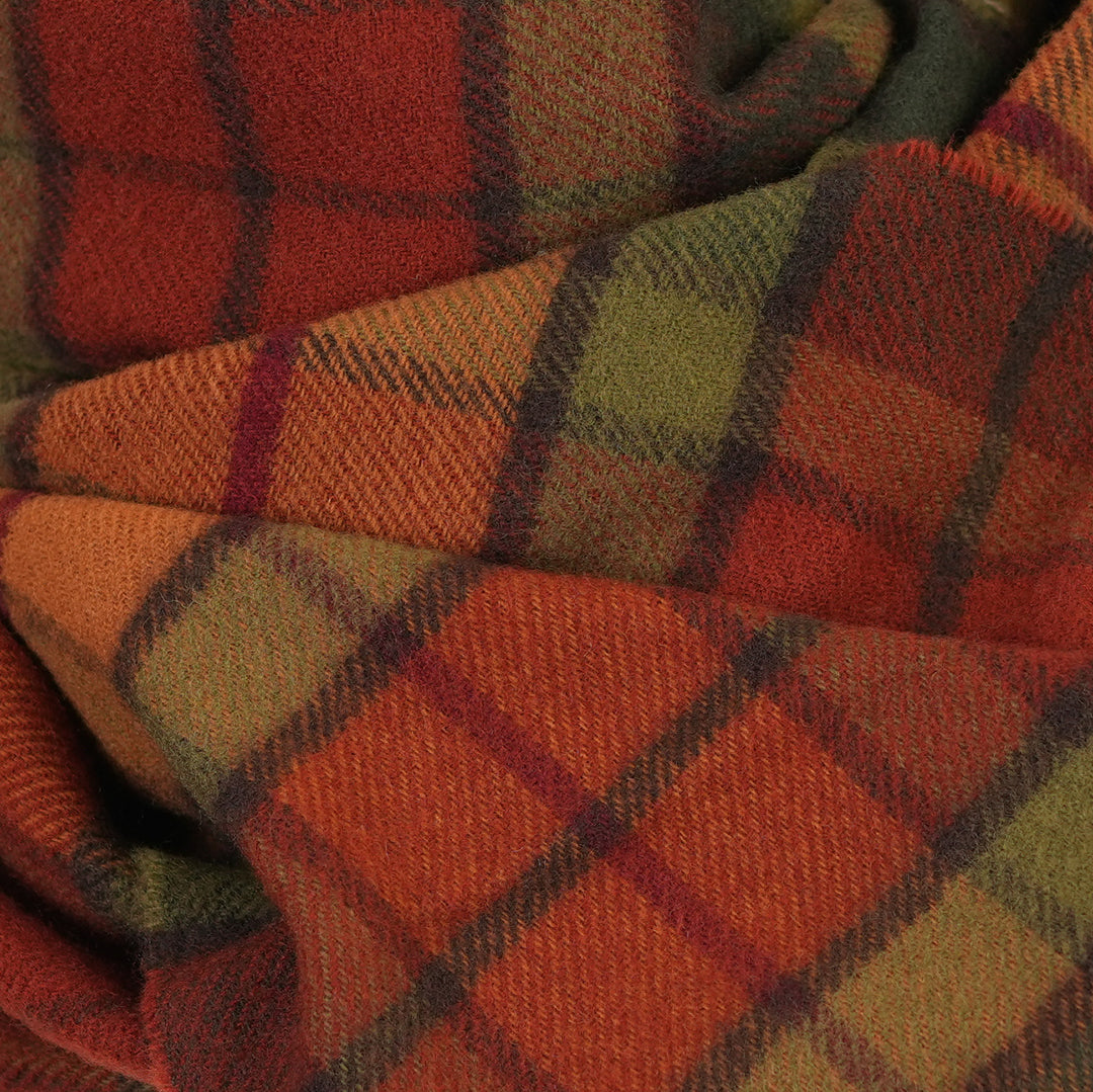 100% Lambswool Scarf – Traditional Tartan &amp; Check Designs - Made in Scotland - Buchanan Autumn