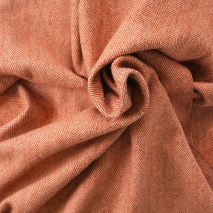 Recycled Wool Herringbone Knee Blanket – Pastel Fringed Throw - SPICE