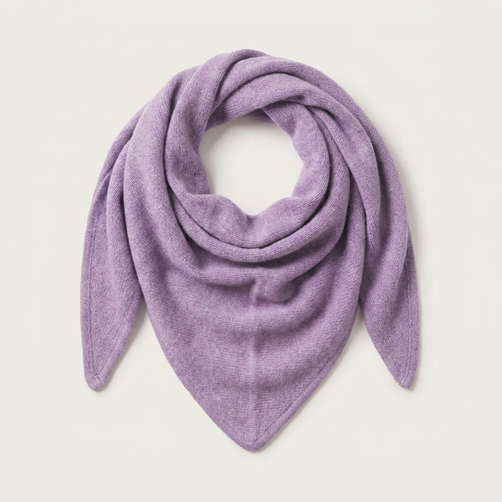 Women’s Luxury Ribbed Cashmere Triangle Scarf - HEATHER