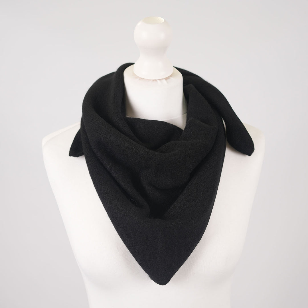 Women’s Luxury Ribbed Cashmere Triangle Scarf - BLACK