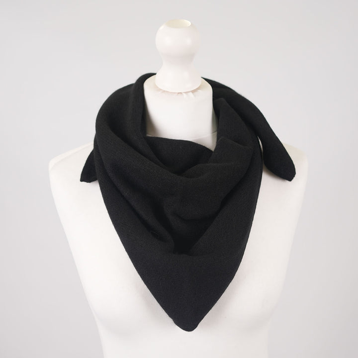 Women’s Luxury Ribbed Cashmere Triangle Scarf - BLACK