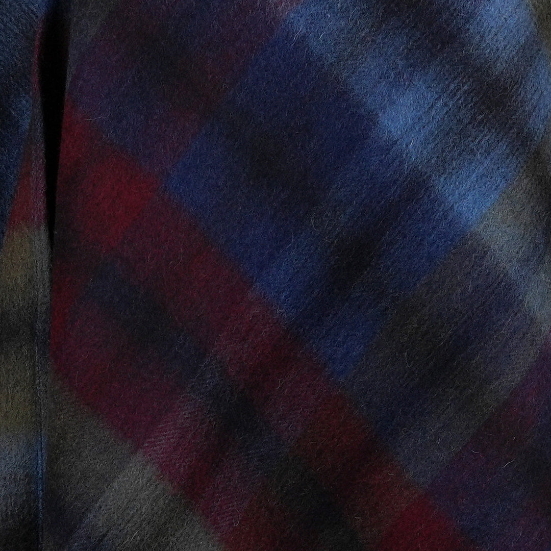 Edinburgh Lambswool Long Tartan Cape - Premium Plaid Wrap - Indigo Blue