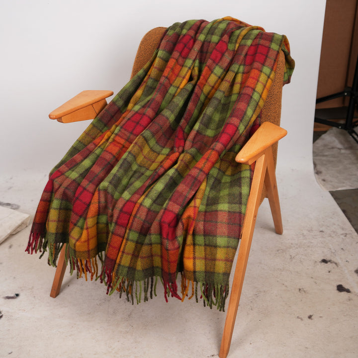 Highland Wool Blend Tartan Blanket Throw – Extra Warm Scottish Wool Blend – BUCHANAN AUTUMN
