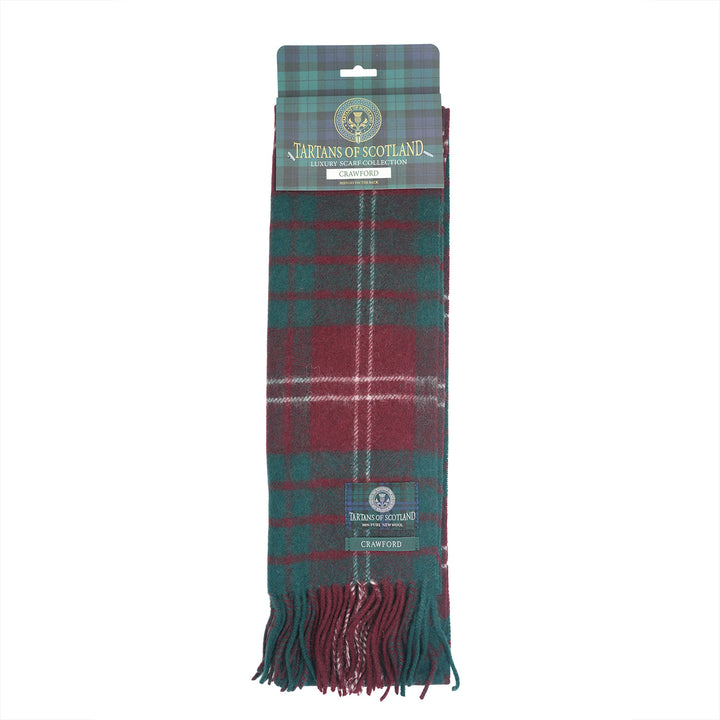 Tartan of Scotland 100% Pure New Wool Clan Scarf - Crawford