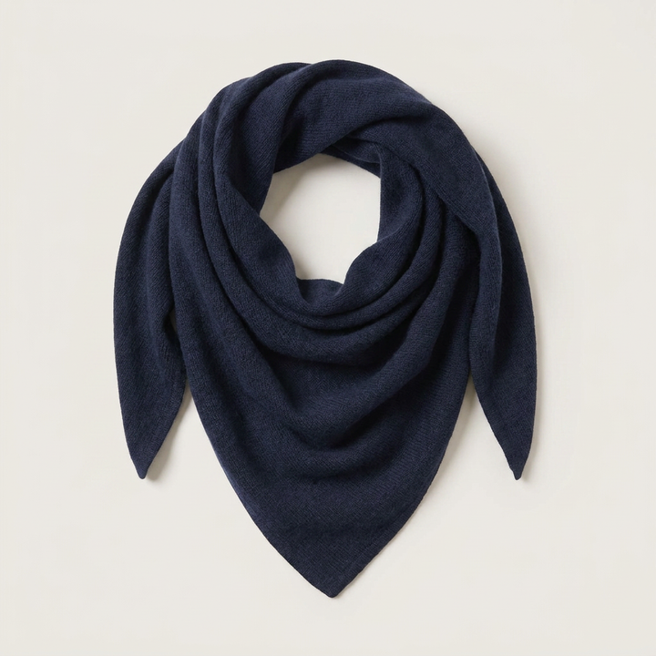 Women’s Luxury Ribbed Cashmere Triangle Scarf - NAVY