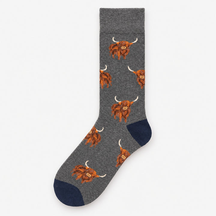 Men’s Luxury Bamboo Socks – Soft, Breathable &amp; Stylish Everyday Comfort - Higland Cow Grey