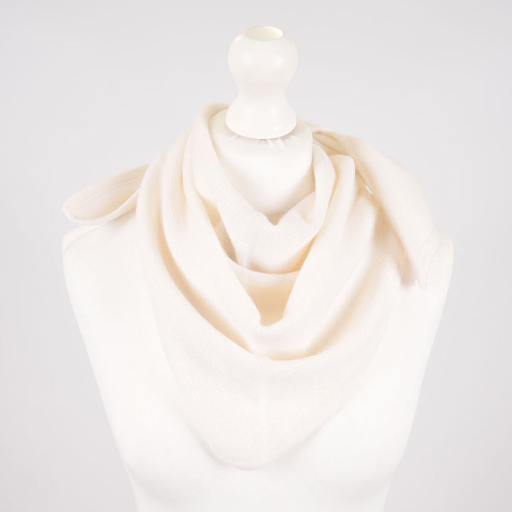 Women’s Luxury Ribbed Cashmere Triangle Scarf - WHITE