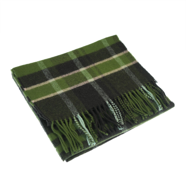 100% Lambswool Scarf – Traditional Tartan &amp; Check Designs - Made in Scotland - Amy Green Black