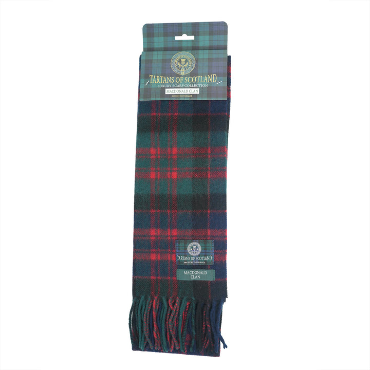 Tartan of Scotland 100% Pure New Wool Clan Scarf - MacDonald Clan