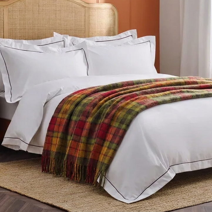 Highland Wool Blend Tartan Blanket Throw – Extra Warm Scottish Wool Blend – BUCHANAN AUTUMN
