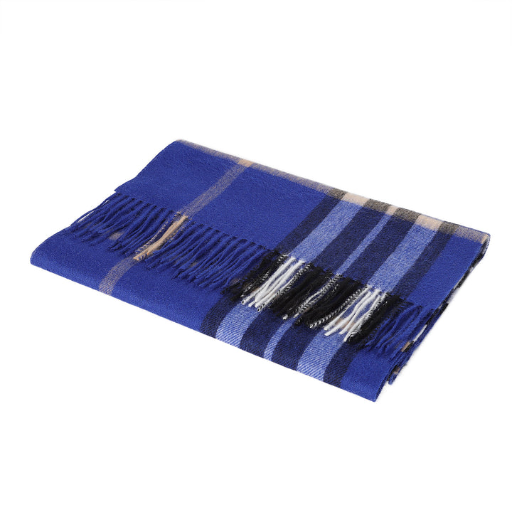 Heritage of Scotland 100% Lambswool Wide Scarf Soft Unisex Winter Wrap - Tartan &amp; Check Designs - ENLARGED OFF CTR SCOTTY THOM ULTRAMARINE