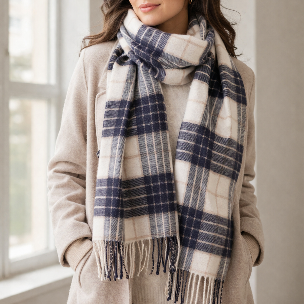 100% Lambswool Scarf – Traditional Tartan &amp; Check Designs - Made in Scotland - Knockmore