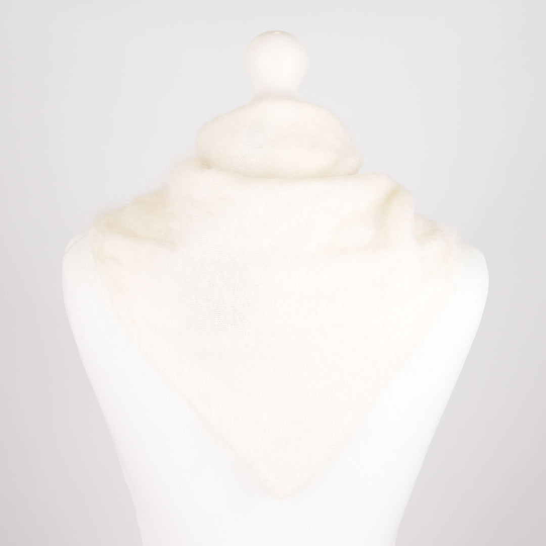 Pure Brushed Luxury Cashmere Triangle Head Scarf - WHITE