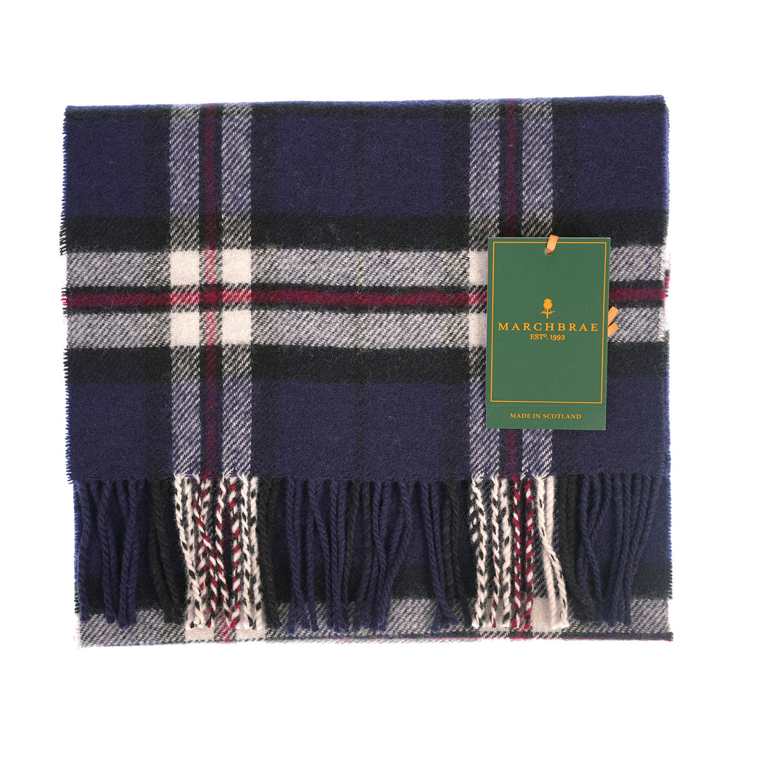 100% Lambswool Scarf – Traditional Tartan &amp; Check Designs - Made in Scotland - Thomson Navy