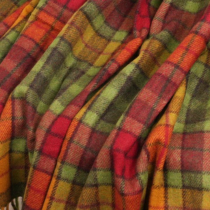 Highland Wool Blend Tartan Blanket Throw – Extra Warm Scottish Wool Blend – BUCHANAN AUTUMN