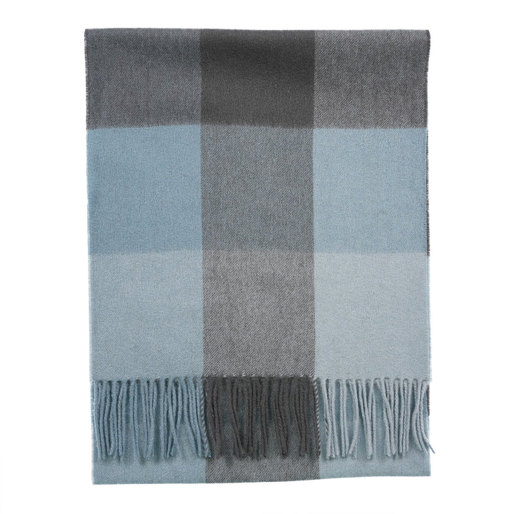Heritage of Scotland 100% Lambswool Wide Scarf Soft Unisex Winter Wrap - Tartan &amp; Check Designs - 3 SQUARE BLUE
