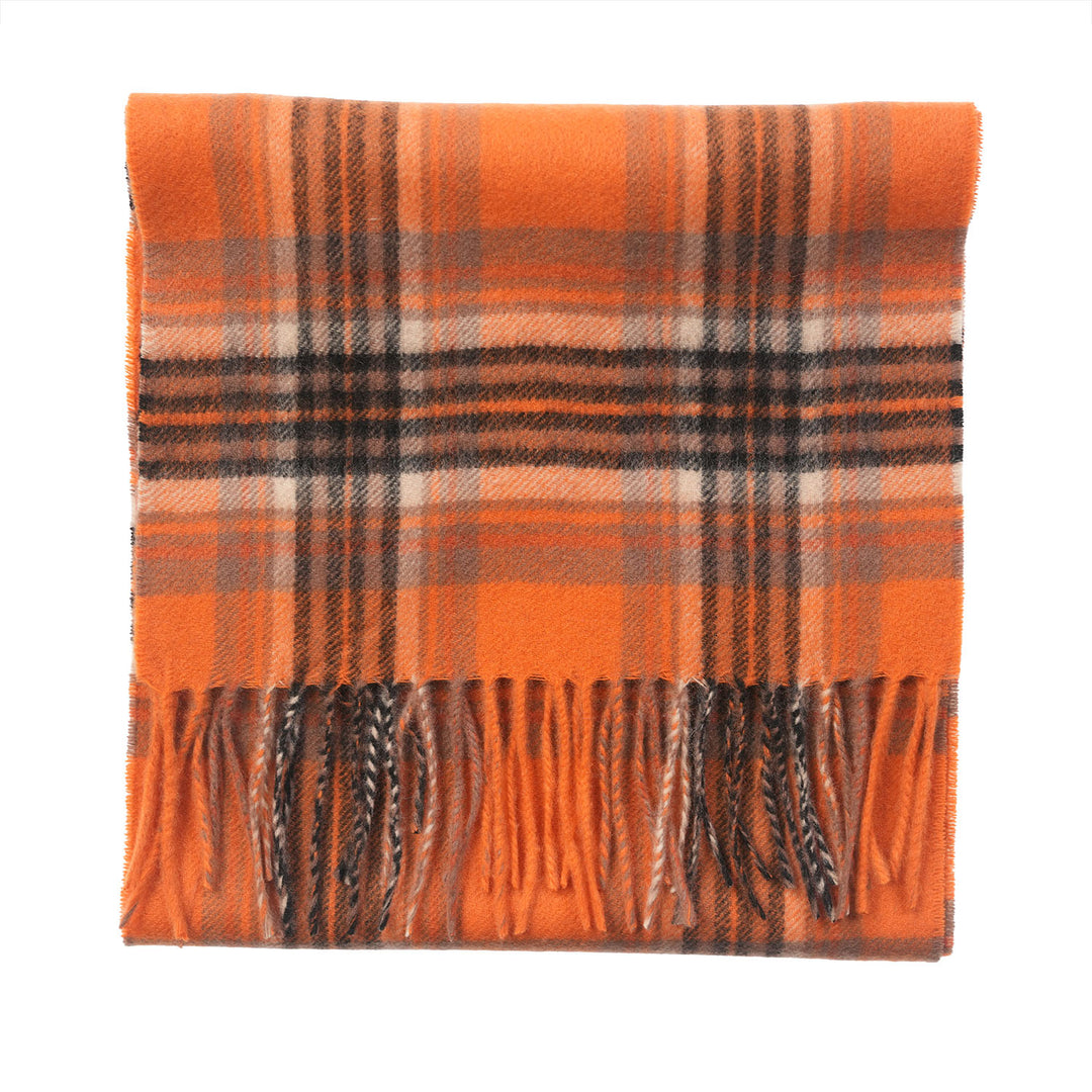 Edinburgh Cashmere Premium Lightweight Scarf - Ultra-Soft Luxury Wrap - STEWART BRIGHT ORANGE