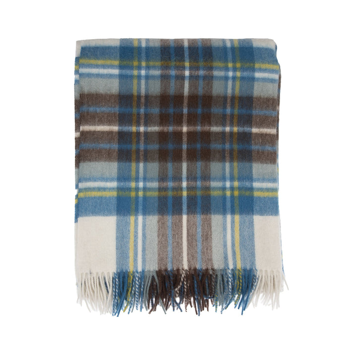 100% Pure Lambswool Blanket Throw – Luxury Soft Warm Wool Blanket - Home Décor - STEWART MUTED BLUE