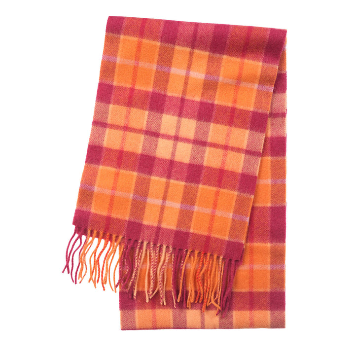 .Edinburgh 100% Lambswool Scarf – Premium Soft Wool Wrap - CRAGG CHECK GINGER