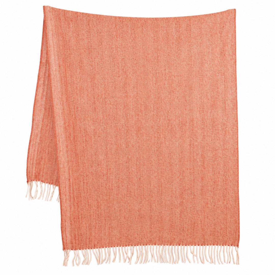 Recycled Wool Herringbone Knee Blanket – Pastel Fringed Throw - SPICE