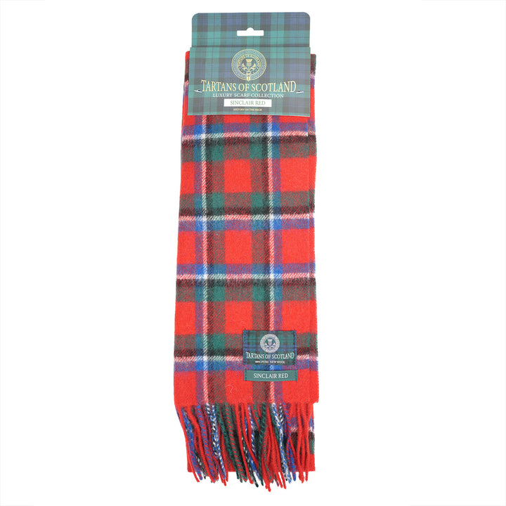 Tartan of Scotland 100% Pure New Wool Clan Scarf - Sinclair Red
