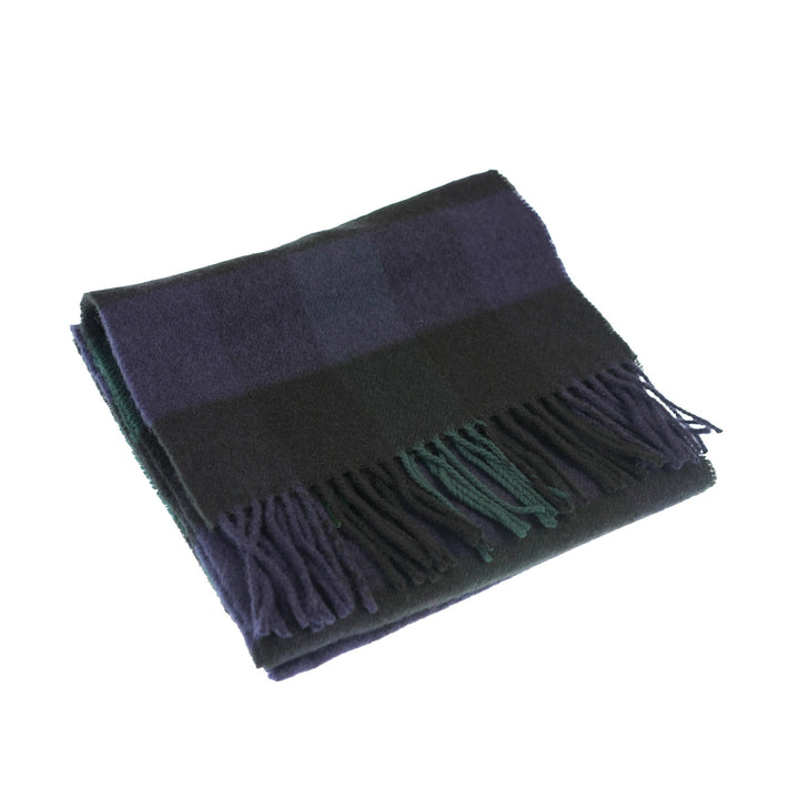 100% Lambswool Scarf – Traditional Tartan &amp; Check Designs - Made in Scotland - 5 Square Tartan - Blue/Green