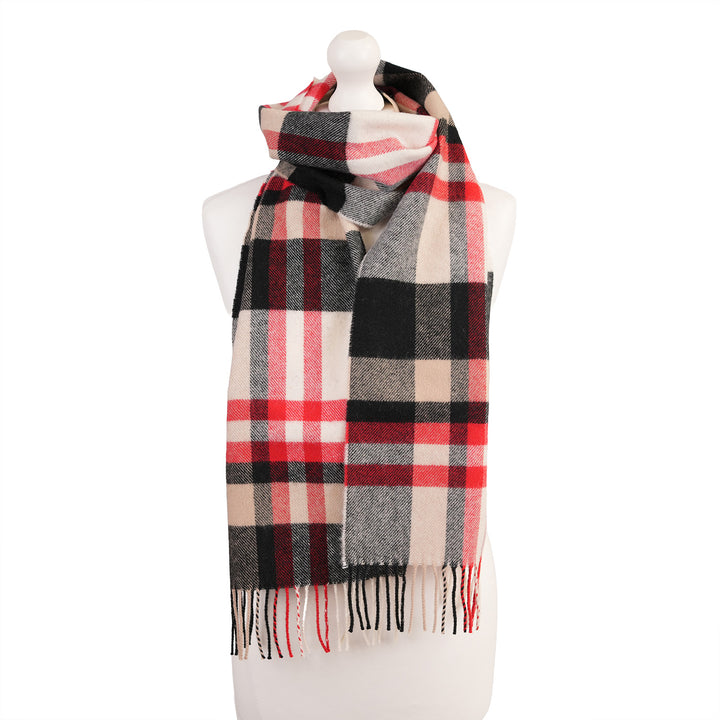 100% Lambswool Scarf – Traditional Tartan &amp; Check Designs - Made in Scotland - Fashion Check Camel