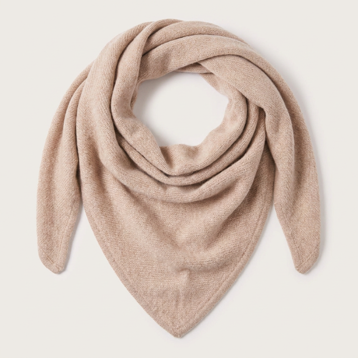 Women’s Luxury Ribbed Cashmere Triangle Scarf - SAND BEIGE