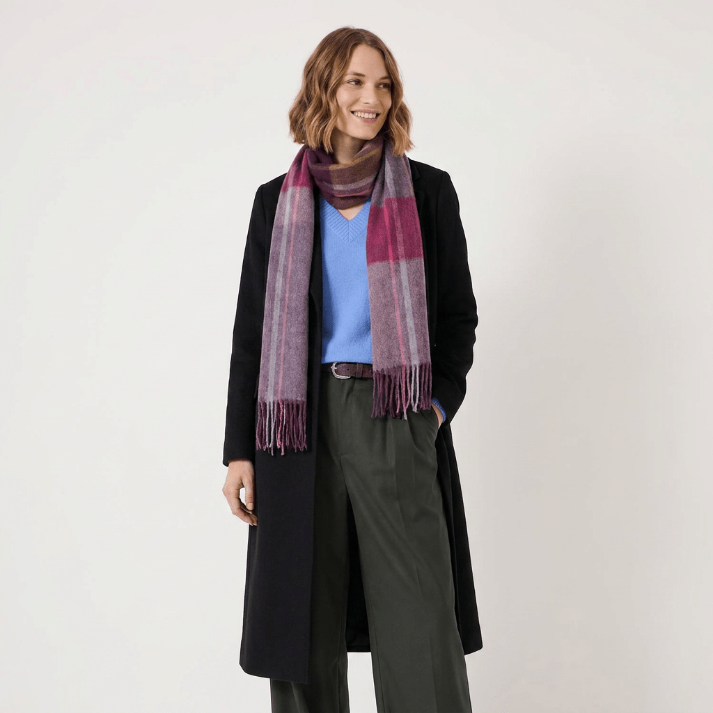 Edinburgh 100% Lambswool Scarf – Premium Soft Wool Wrap - BARCODE CHECK - WINEBERRY