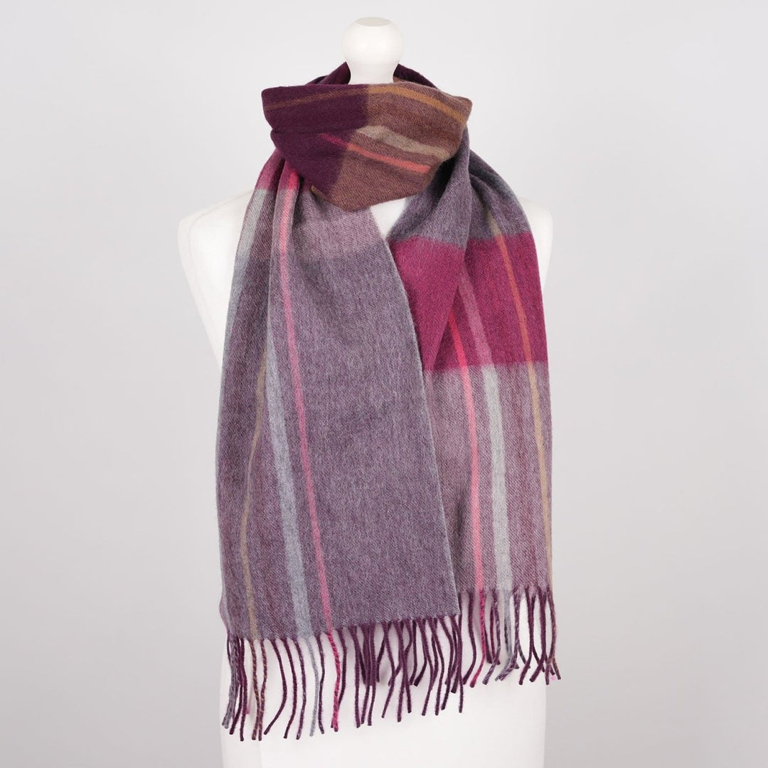 Edinburgh 100% Lambswool Scarf – Premium Soft Wool Wrap - BARCODE CHECK - WINEBERRY