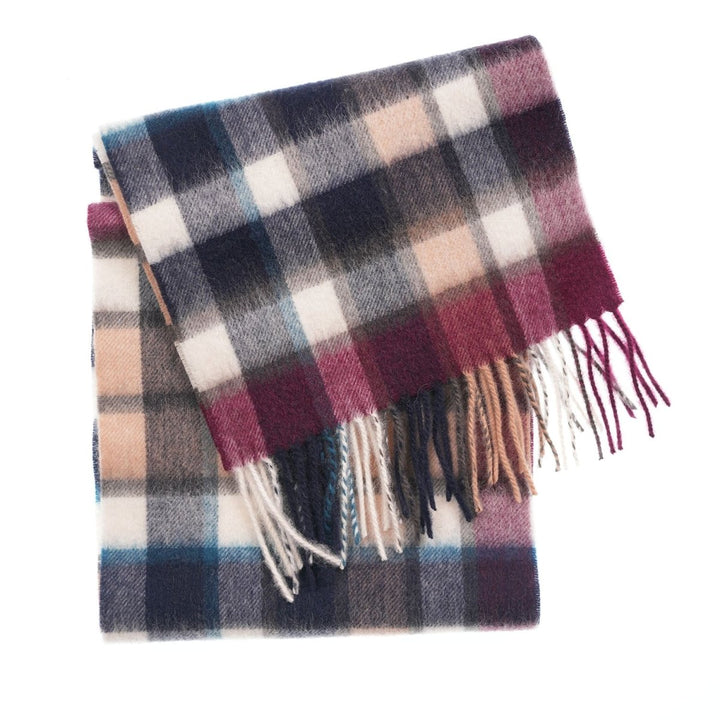 Edinburgh 100% Lambswool Scarf – Premium Soft Wool Wrap - ARTILLERY CHECK NAVY/CAMO