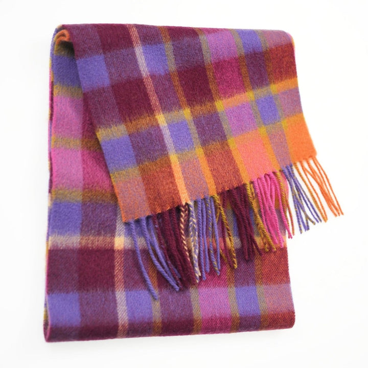 Edinburgh 100% Lambswool Scarf – Premium Soft Wool Wrap - ARTILLERY CHECK ORANGE