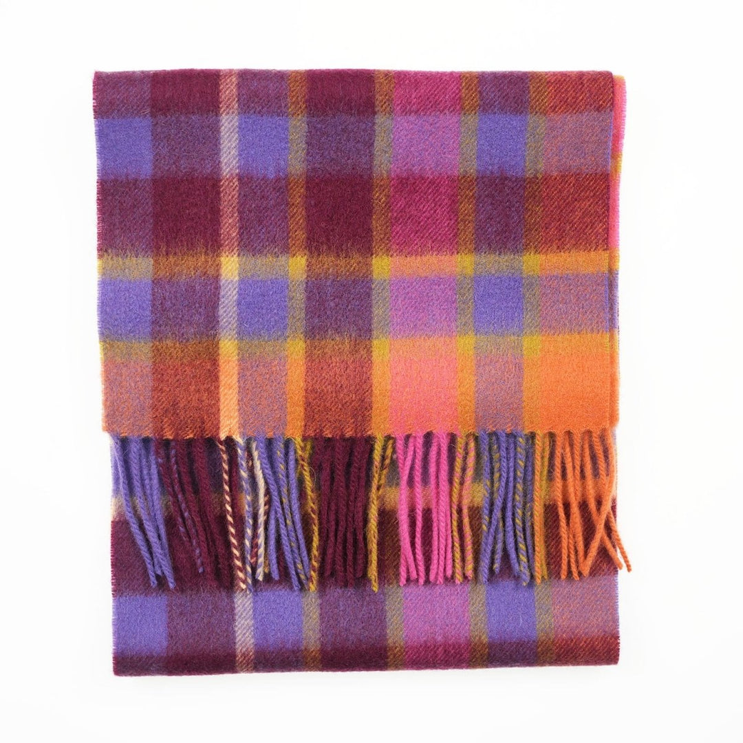 Edinburgh 100% Lambswool Scarf – Premium Soft Wool Wrap - ARTILLERY CHECK ORANGE