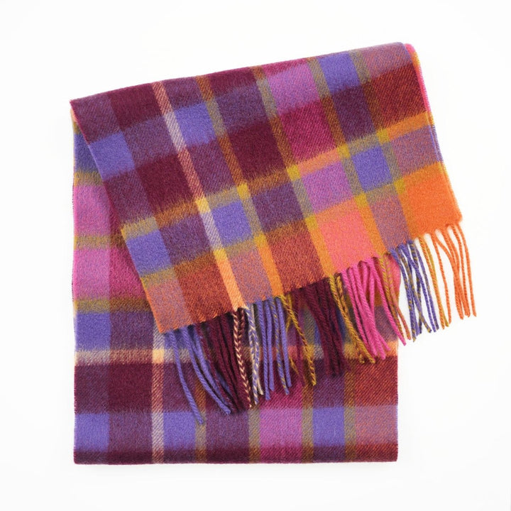 Edinburgh 100% Lambswool Scarf – Premium Soft Wool Wrap - ARTILLERY CHECK ORANGE