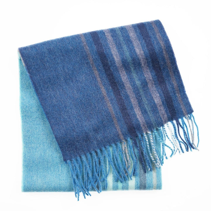 Edinburgh 100% Lambswool Scarf – Premium Soft Wool Wrap - BARCODE CHECK - AQUA BLUE