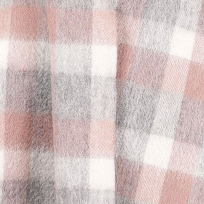 Edinburgh 100% Lambswool Scarf – Premium Soft Wool Wrap - BIG CHECK 27587 MUTED WHITE/PINK