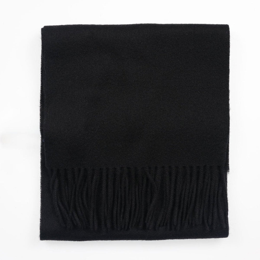 Edinburgh 100% Lambswool Scarf – Premium Soft Wool Wrap - BLACK