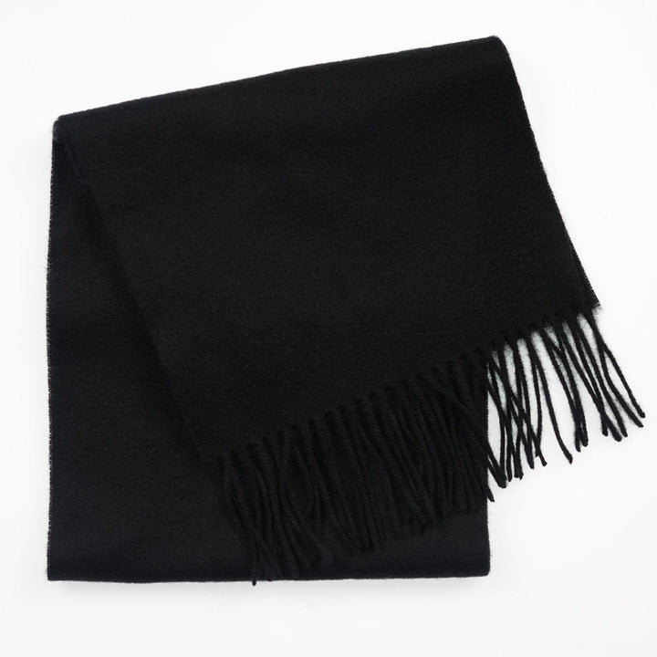 Edinburgh 100% Lambswool Scarf – Premium Soft Wool Wrap - BLACK